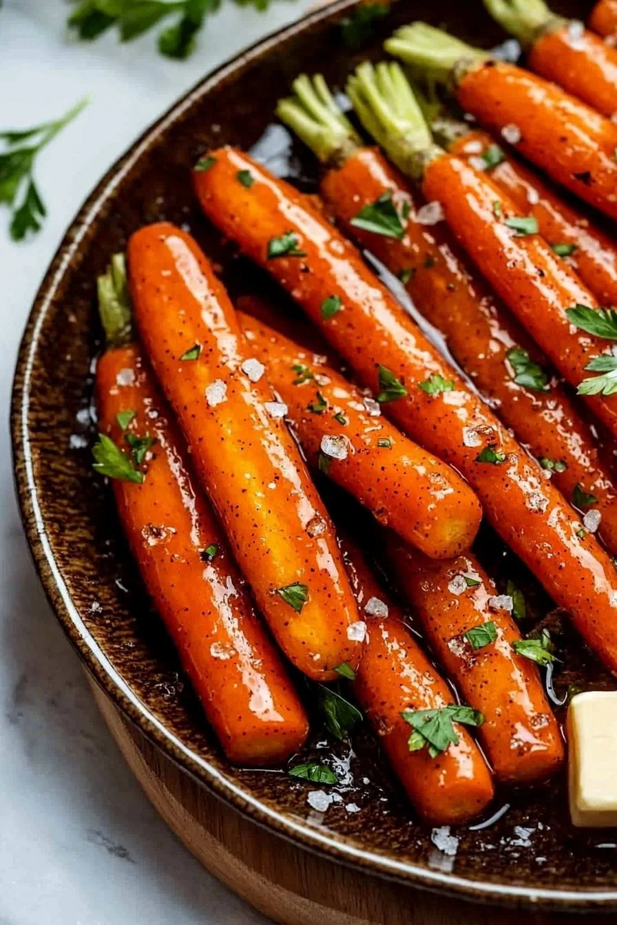 Brown Sugar Glazed Carrots served in a dish, showcasing their rich color and glaze
