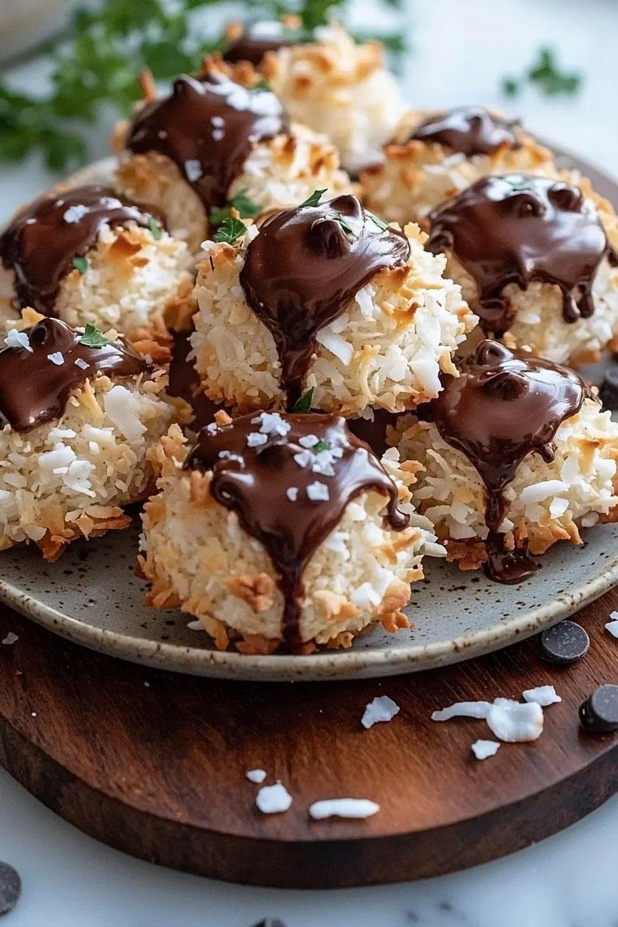 Chocolate-Dipped Coconut Macaroons