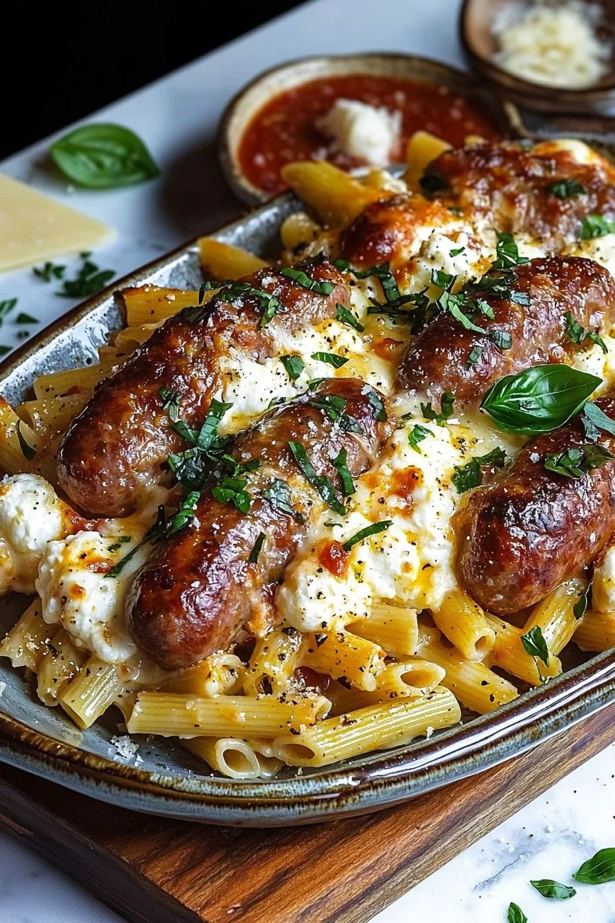 Creamy Stuffed Italian Sausage Bake