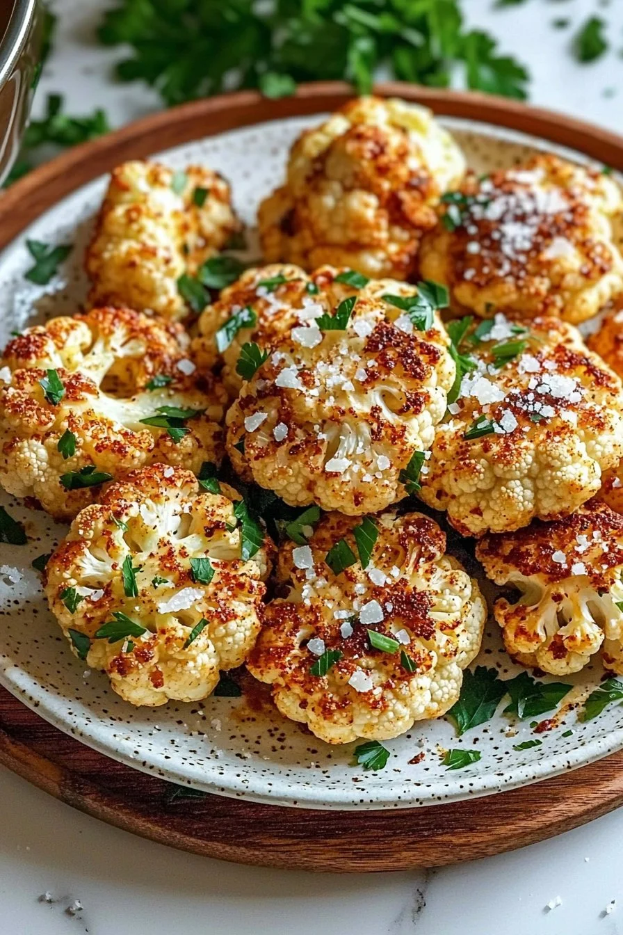 Crispy Healthy Air Fryer Garlic Parmesan Cauliflower