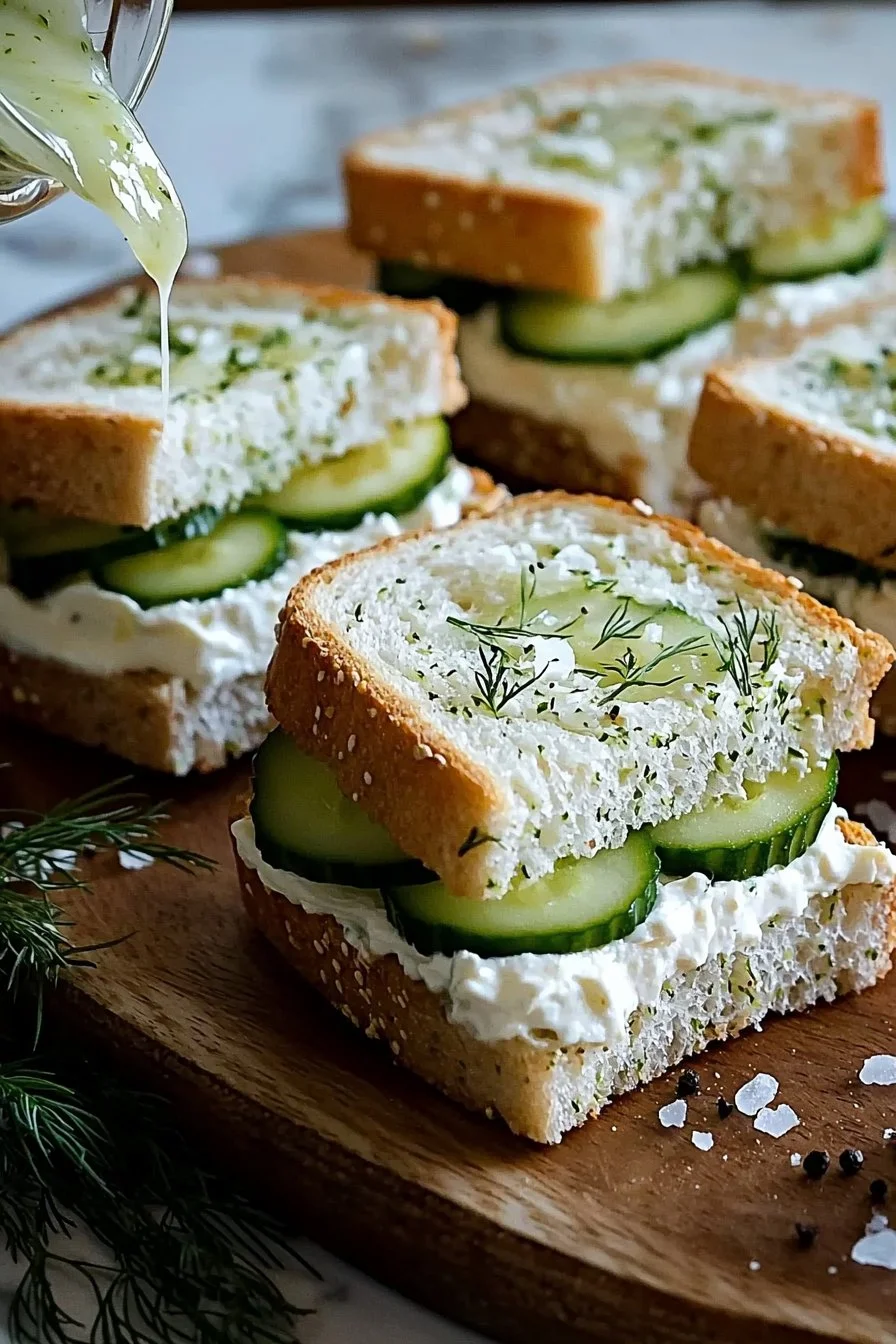 Fresh Cucumber Cream Cheese Tea Sandwiches