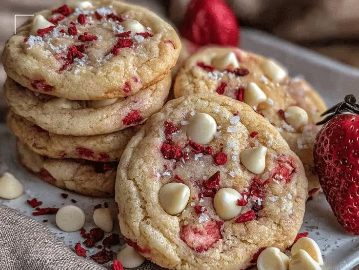 Irresistible Valentine’s Strawberry White Chocolate Cookies