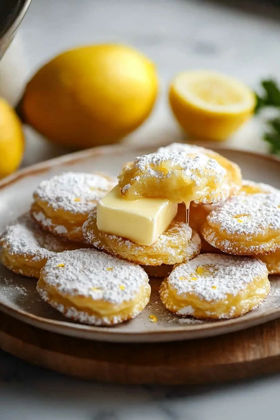 Delicious lemon meltaway cookies on a plate, perfect for snacking.