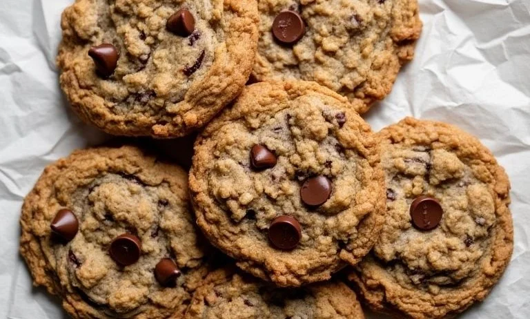 Delicious homemade Oatmeal Chocolate Chip Cookies fresh out of the oven