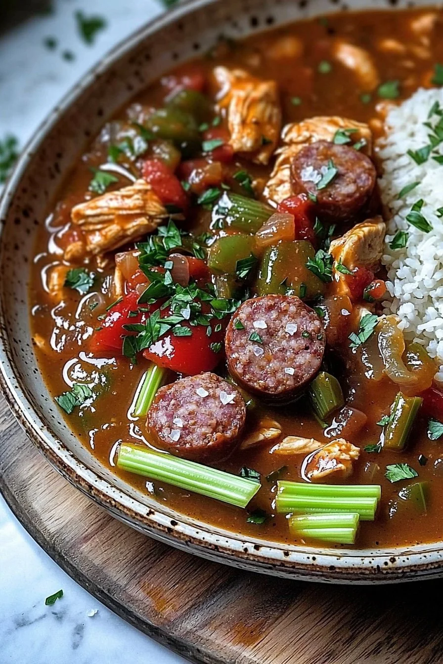 Slow Cooker Chicken and Sausage Gumbo