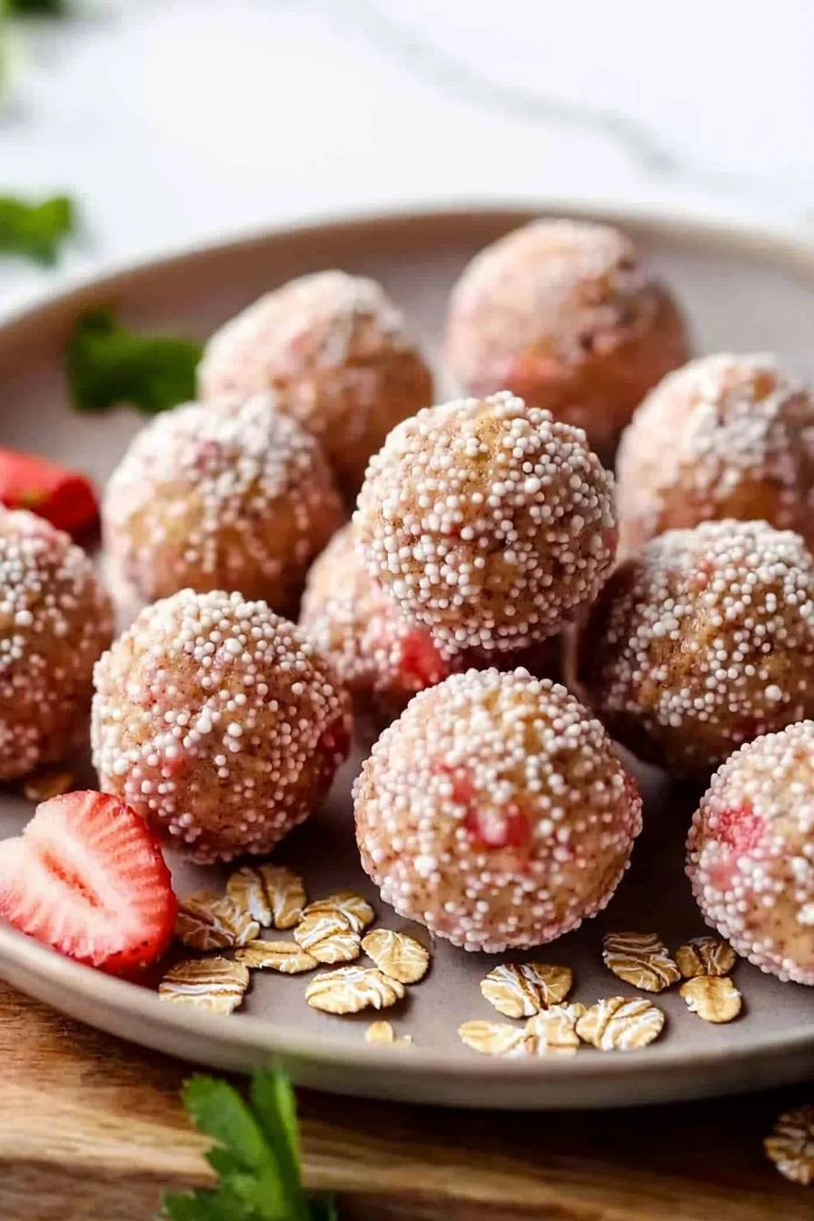 Strawberry Cheesecake Protein Balls – Healthy Snack Delight