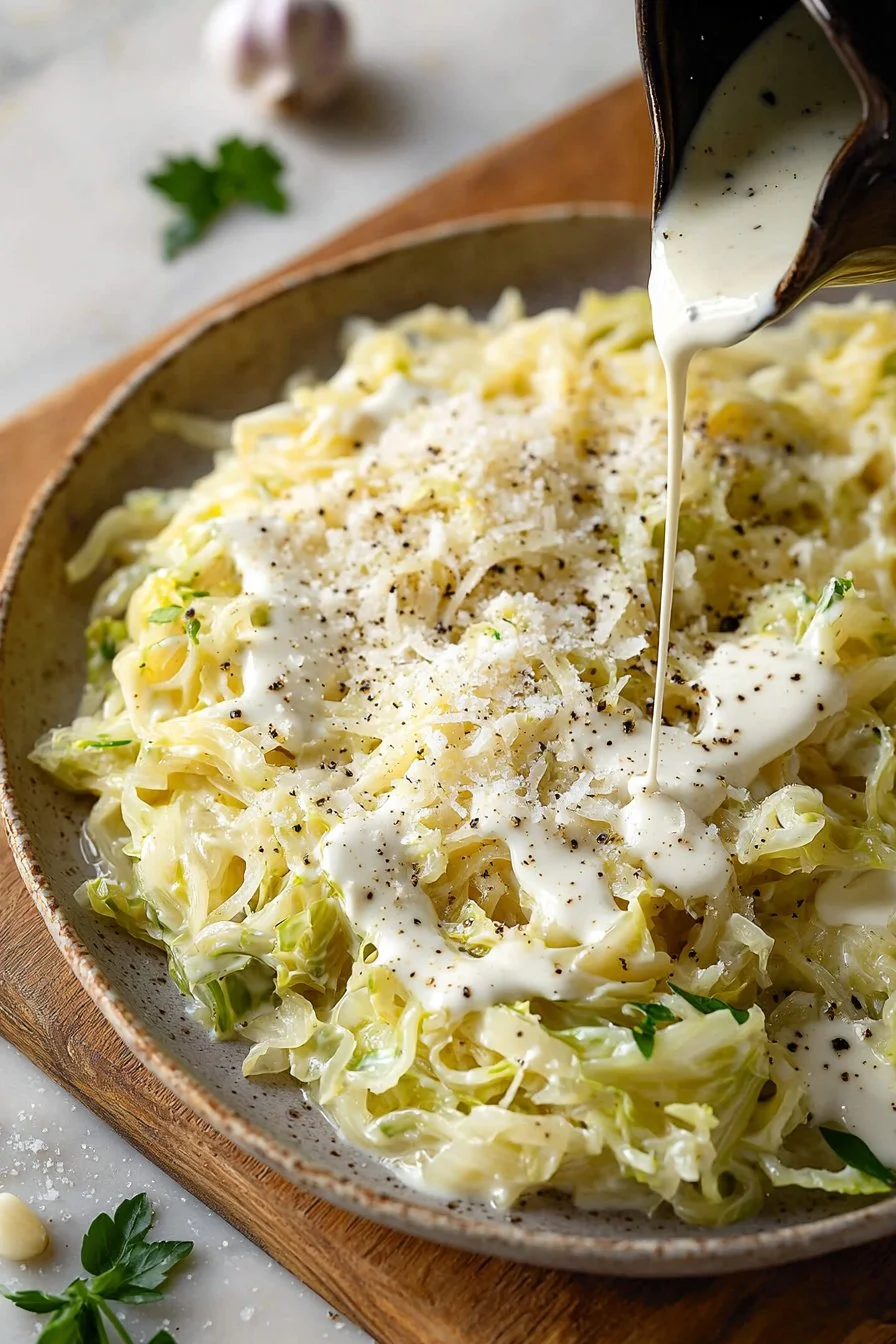 Cabbage Noodles Alfredo