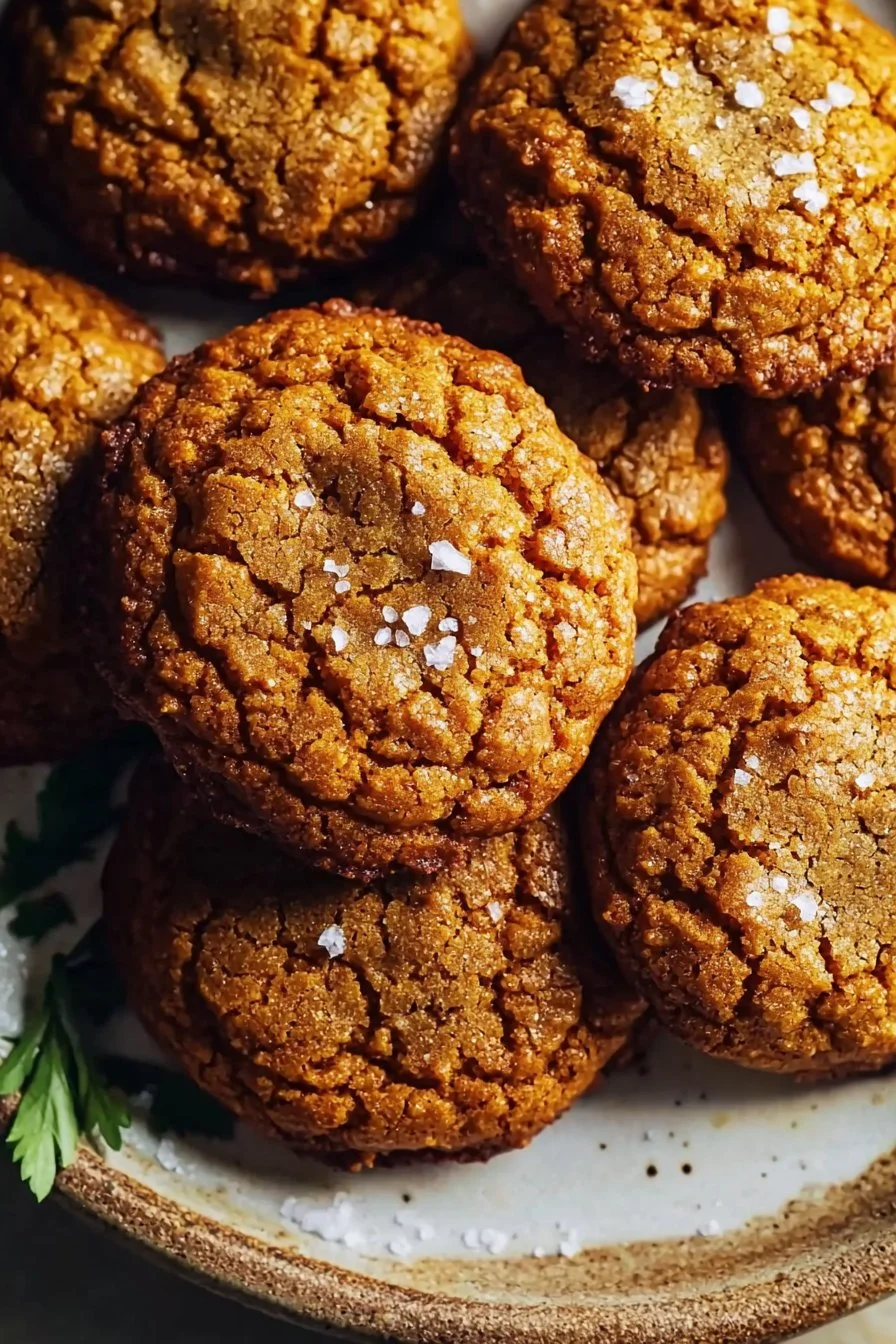 Plate of soft and chewy chai spiced pumpkin cookies