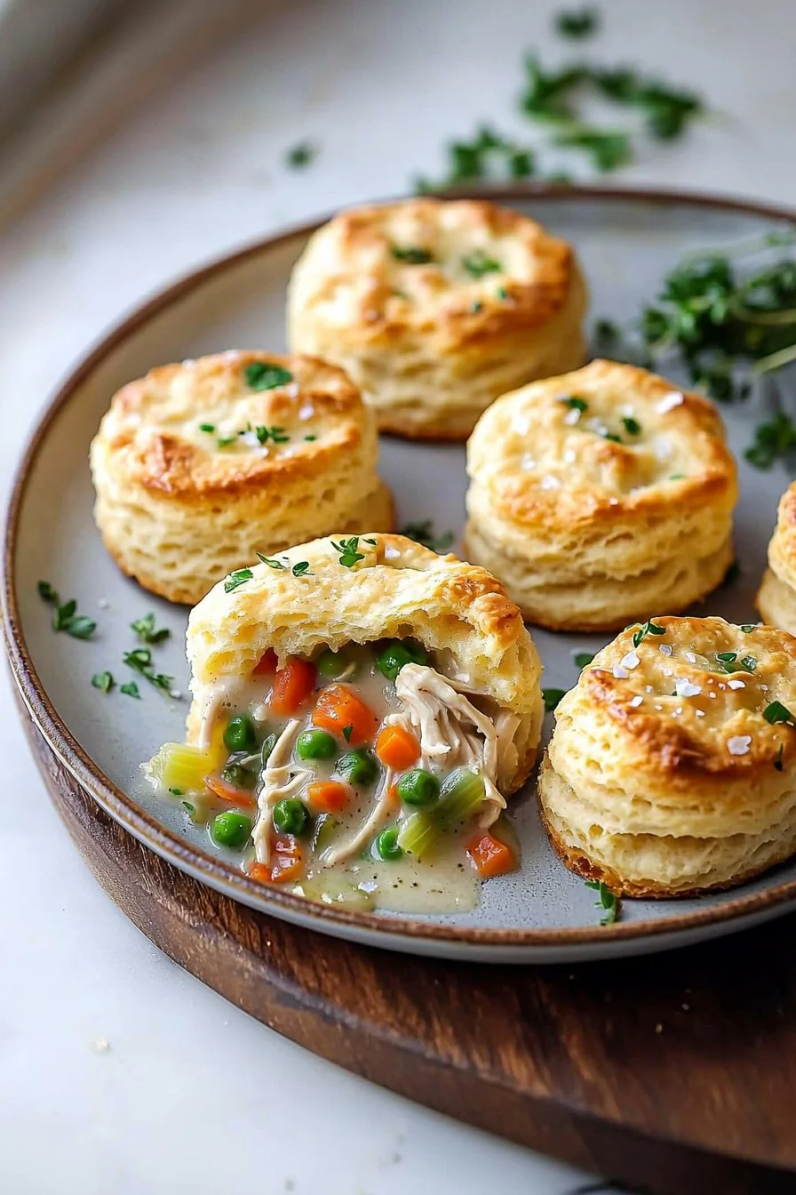 Chicken Pot Pie Bites with Biscuits