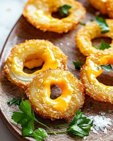 Crispy cheesy onion ring chips in a bowl, perfect for snacking.