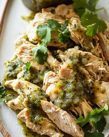 Crockpot Salsa Verde Chicken served with fresh toppings and garnishes