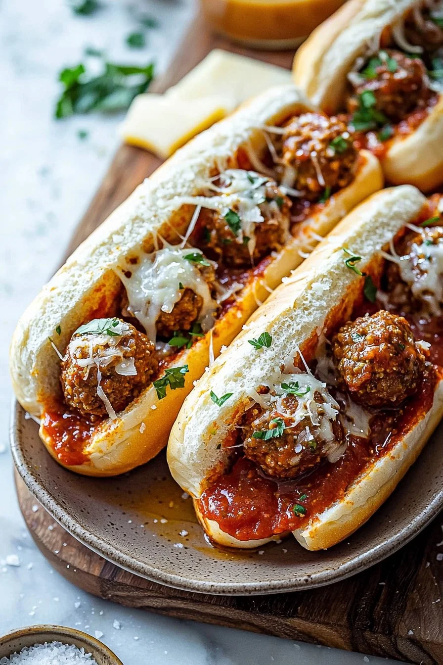 Easy and cheesy meatball subs loaded with flavors and cheese