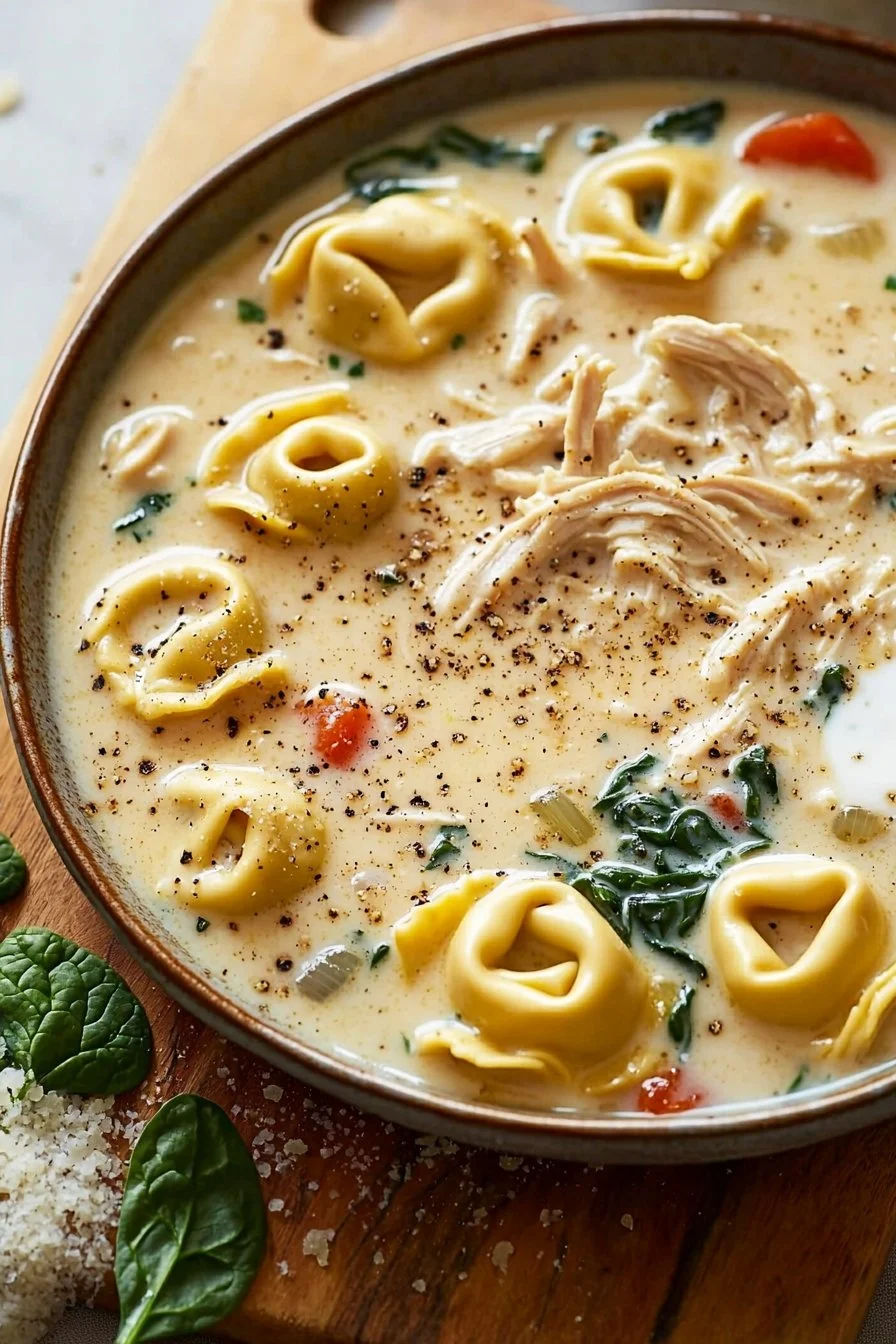 Easy Creamy Chicken Tortellini Soup