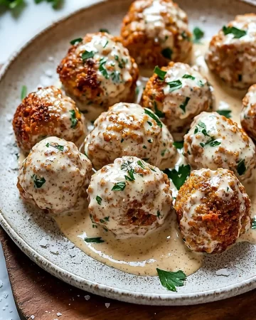 Creamy Marry Me Chicken Meatballs served on a plate