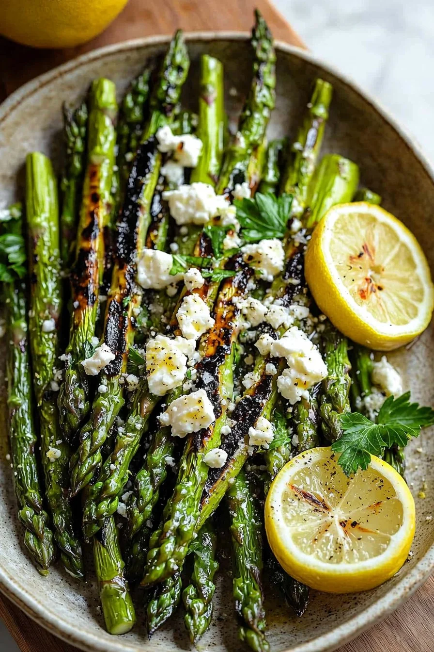 Grilled Asparagus with Lemon and Feta