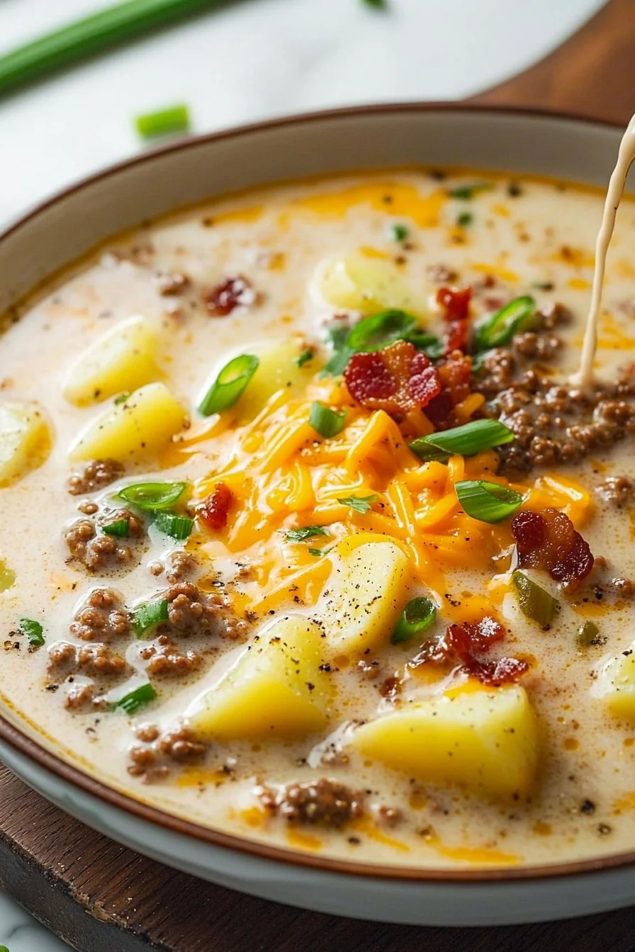 Homemade Cheeseburger Soup with Potatoes