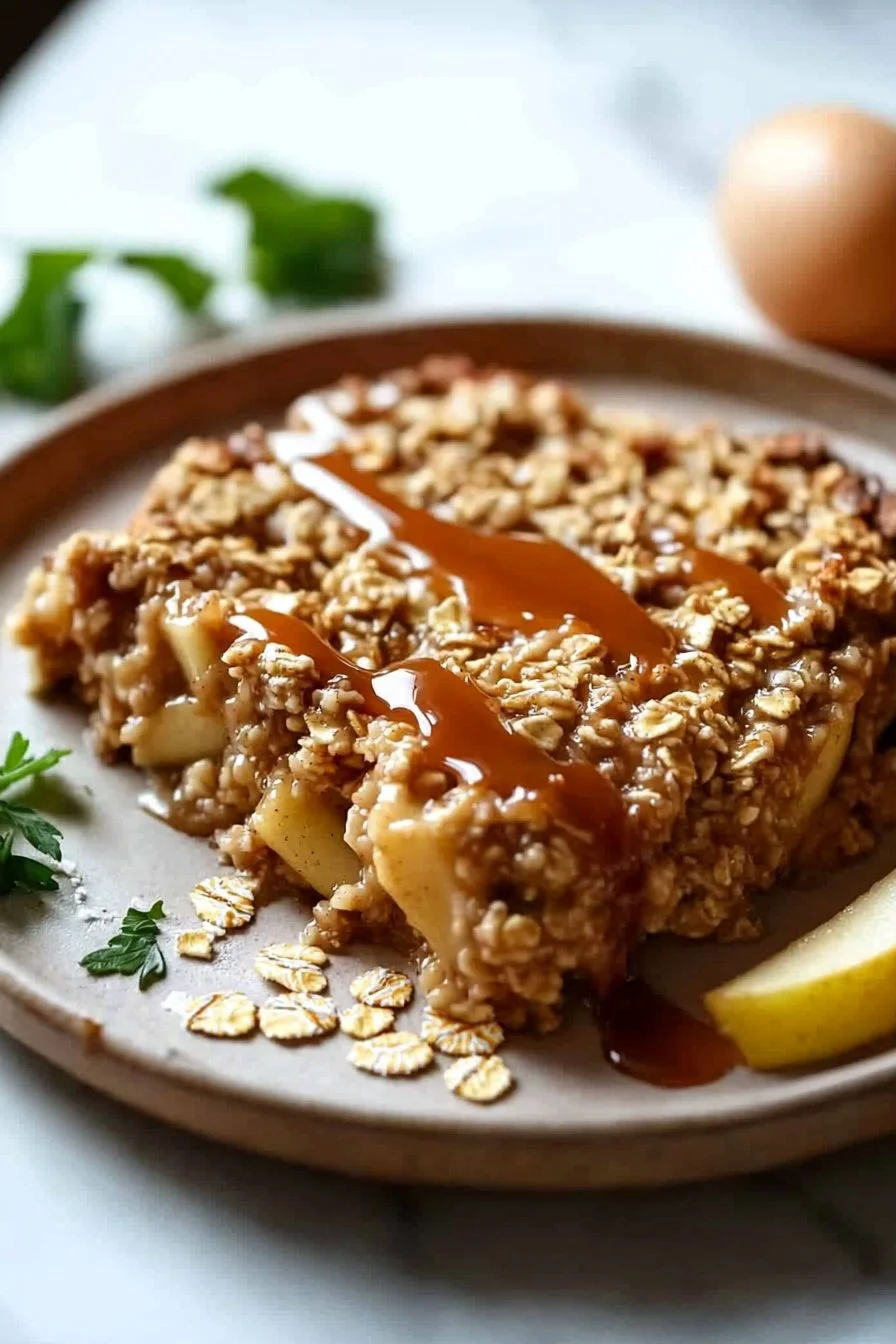 Irresistible Caramel Apple Oatmeal Bake