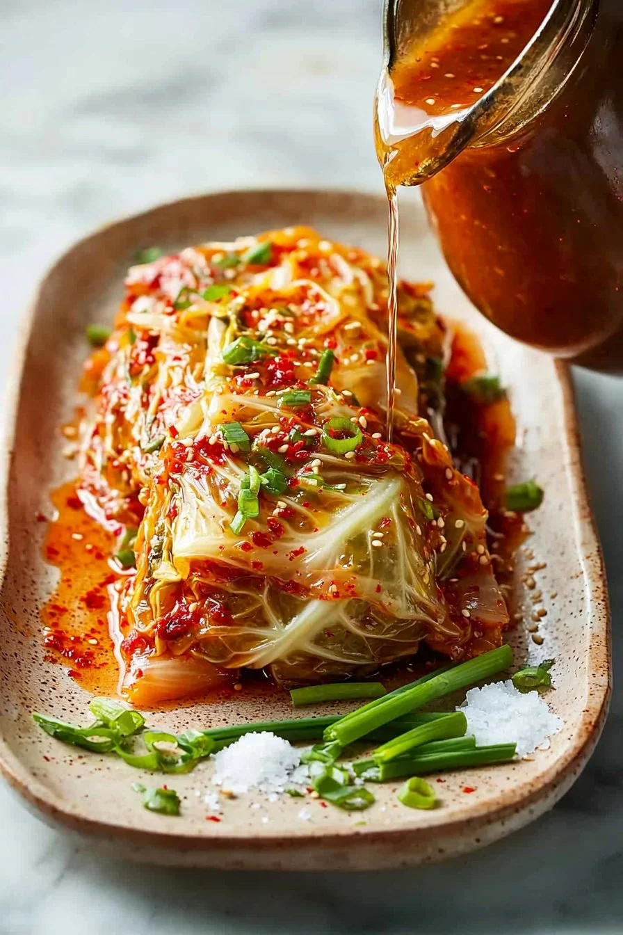 Delicious Korean fermented cabbage kimchi served in a traditional bowl.