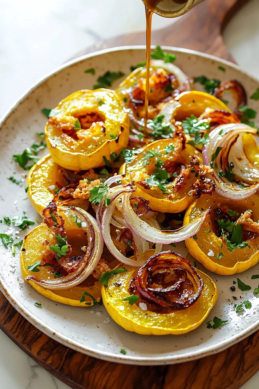 Roasted Delicata Squash with Crispy Onions