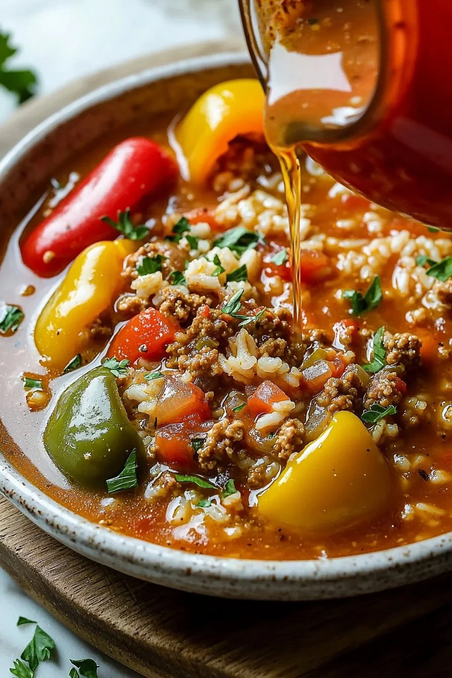 Stuffed Bell Pepper Soup with Ground Turkey