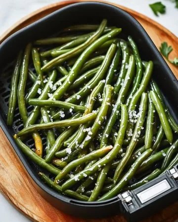 Crispy air fryer green beans served in a bowl