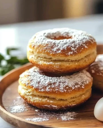 Freshly made air fryer donuts biscuits topped with glaze.